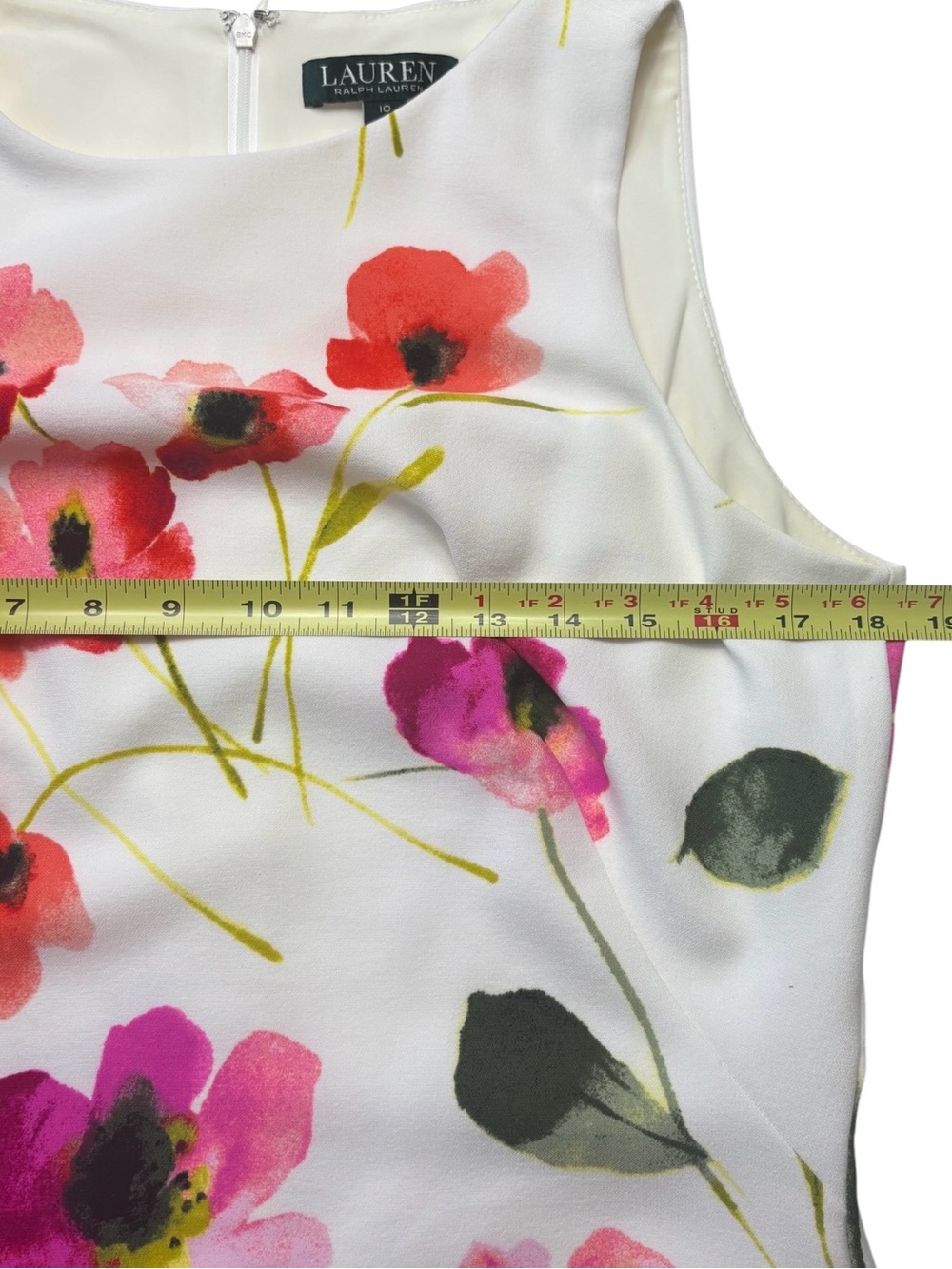 Lauren Ralph Lauren Watercolor Floral Crepe Sheath Dress Lined Size 10 - Picture 4 of 8